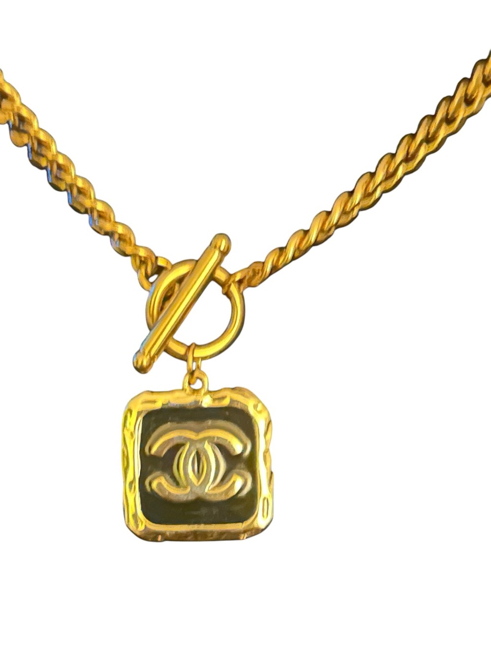 Fashion Jewelry Gold/Black CC Pendant Necklace , earrings & Bracelet Set - Picture 7 of 7